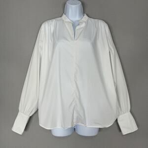 Rag & Bone Blouse Womens Small White Poplin Band Collar Popover Old Money Top